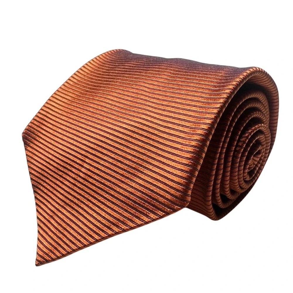 Jos‎ A Bank Mens Rust Copper Ribbed Silk Necktie Extra Long 2180-44 - Picture 5 of 6